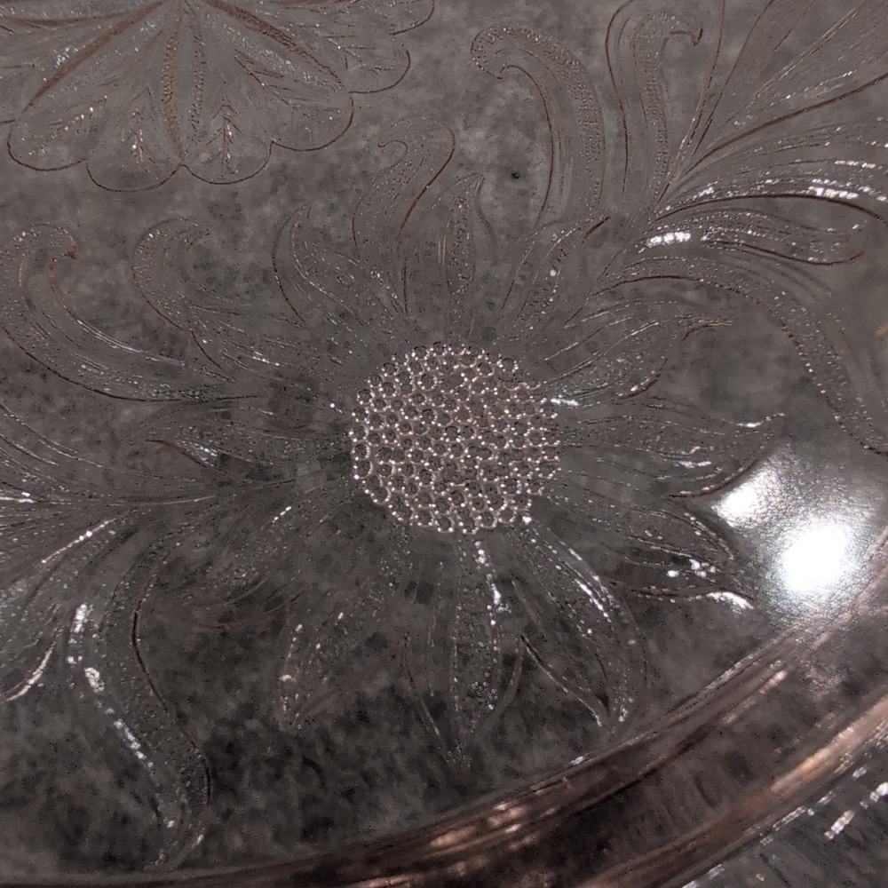 Jeannette Sunflower Pink Depression Glass 3 Footed Cake Plate Vintage 1930s - Picture 5 of 8